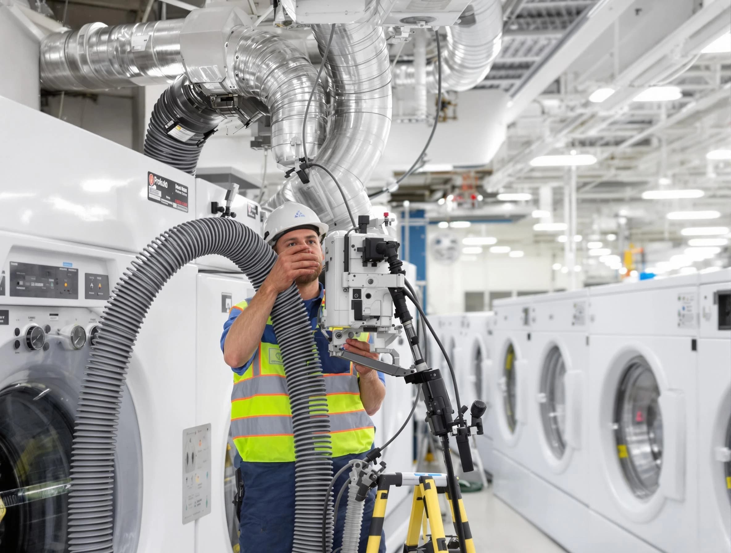 Bethel Acres Dryer Vent Cleaning team performing commercial-grade dryer vent cleaning at a business facility in Bethel Acres