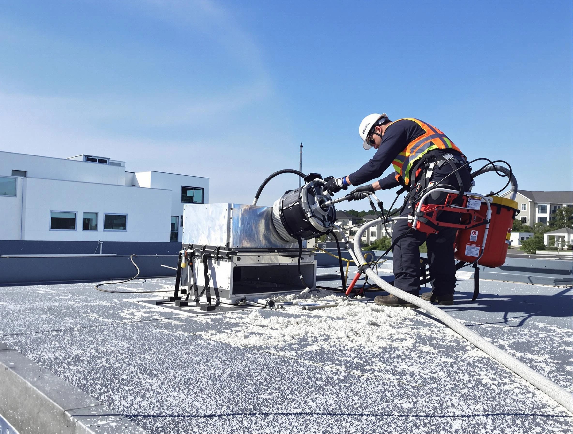 Cleaning Dryer Vent On Roof in Bethel Acres